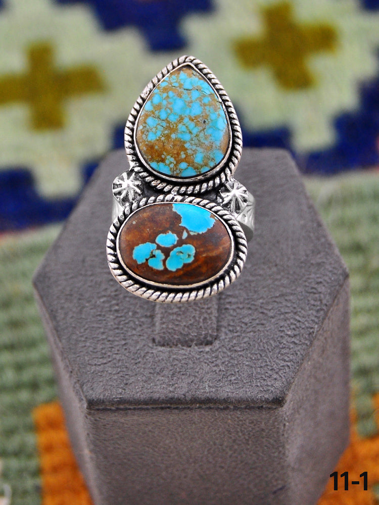 Southwest Handmade Number 8 Turquoise & Sterling Silver Ring