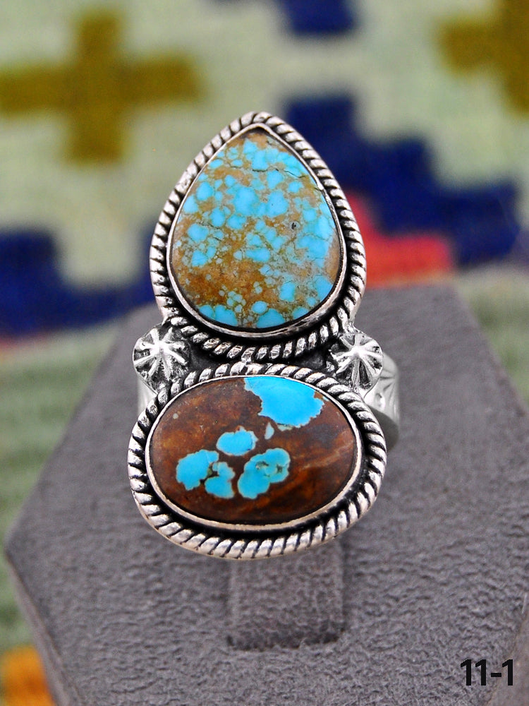 Southwest Handmade Number 8 Turquoise & Sterling Silver Ring