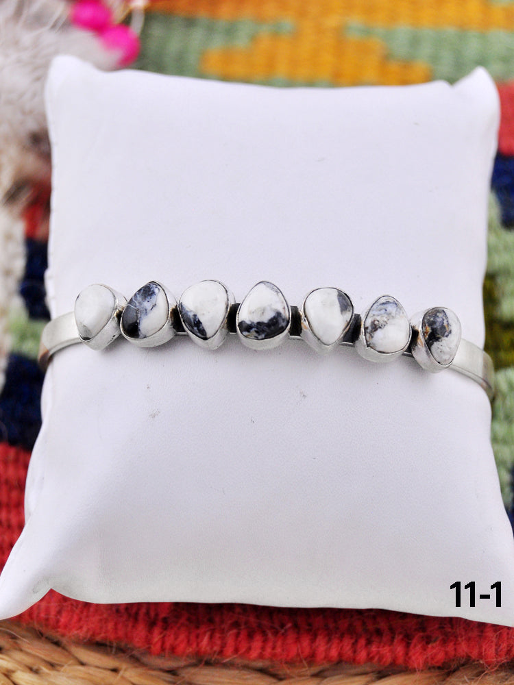 Southwest Made White Buffalo & Sterling Silver Cuff Bracelet
