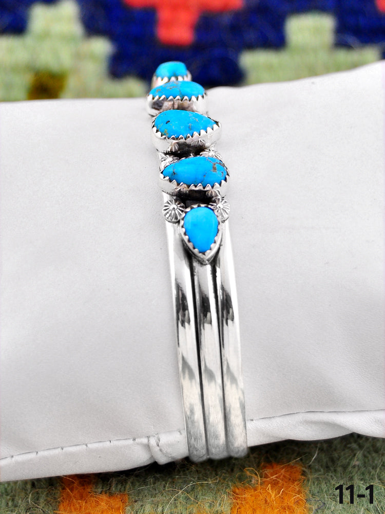 Southwest Handmade South Hill Turquoise & Sterling Silver Cuff Bracelet