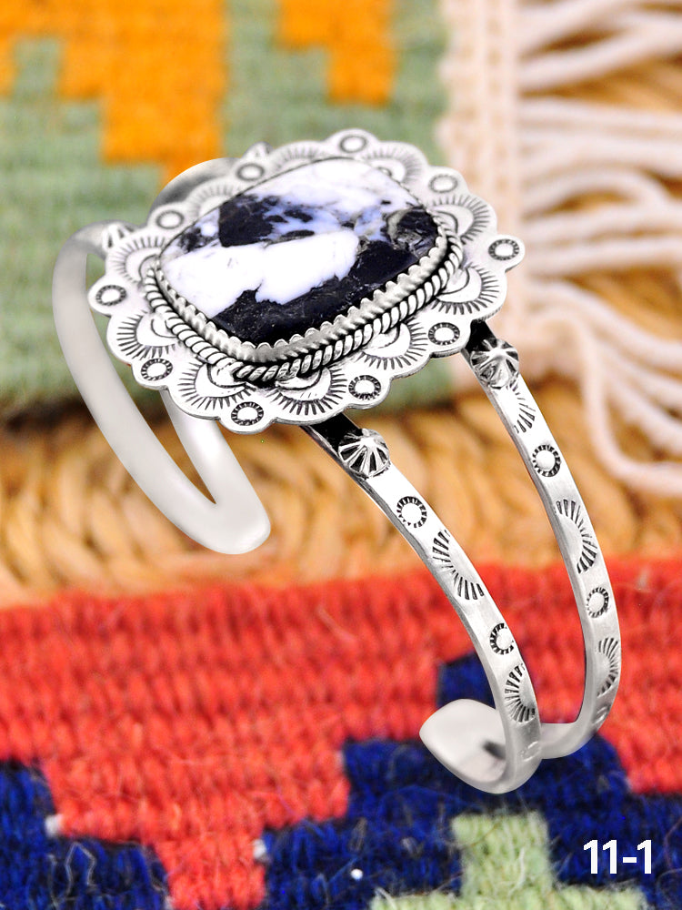Southwest Handmade White Buffalo & Sterling Silver Cuff Bracelet