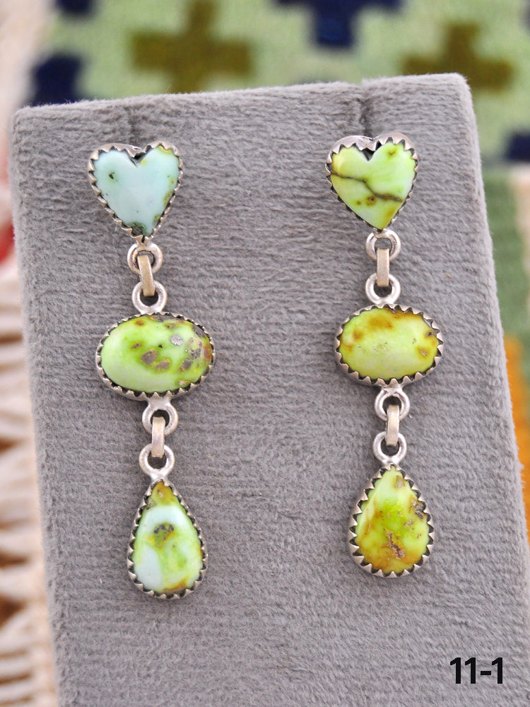 Southwest Made Palomino & Sterling Silver Post Dangle Earrings