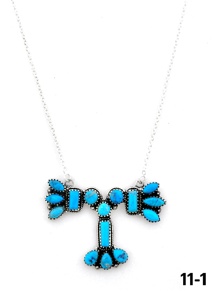 Southwest Made Blue Turquoise & Sterling Silver Necklace