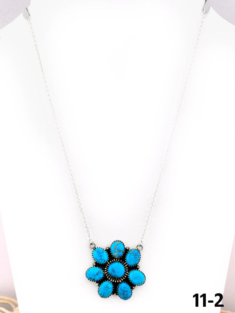Southwest Made Blue Turquoise & Sterling Silver Necklace