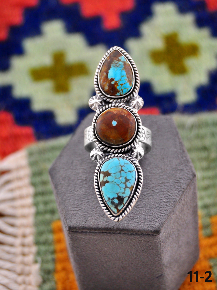 Southwest Handmade Number 8 Turquoise & Sterling Silver Ring