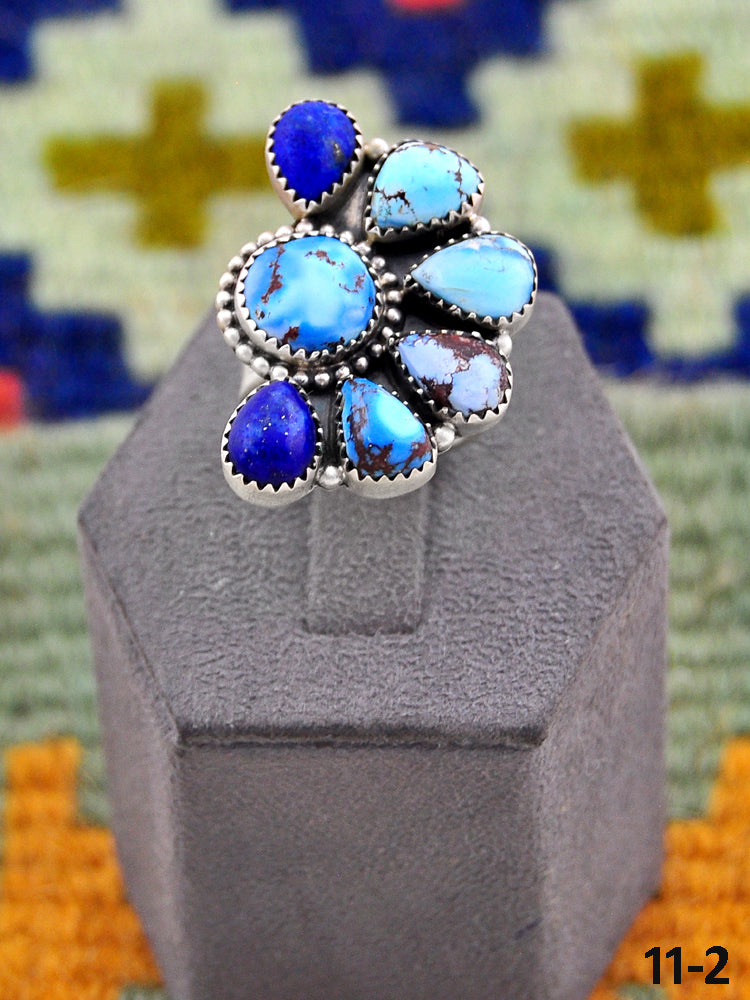 Southwest Handmade Lapis with Golden Hills & Sterling Silver Ring