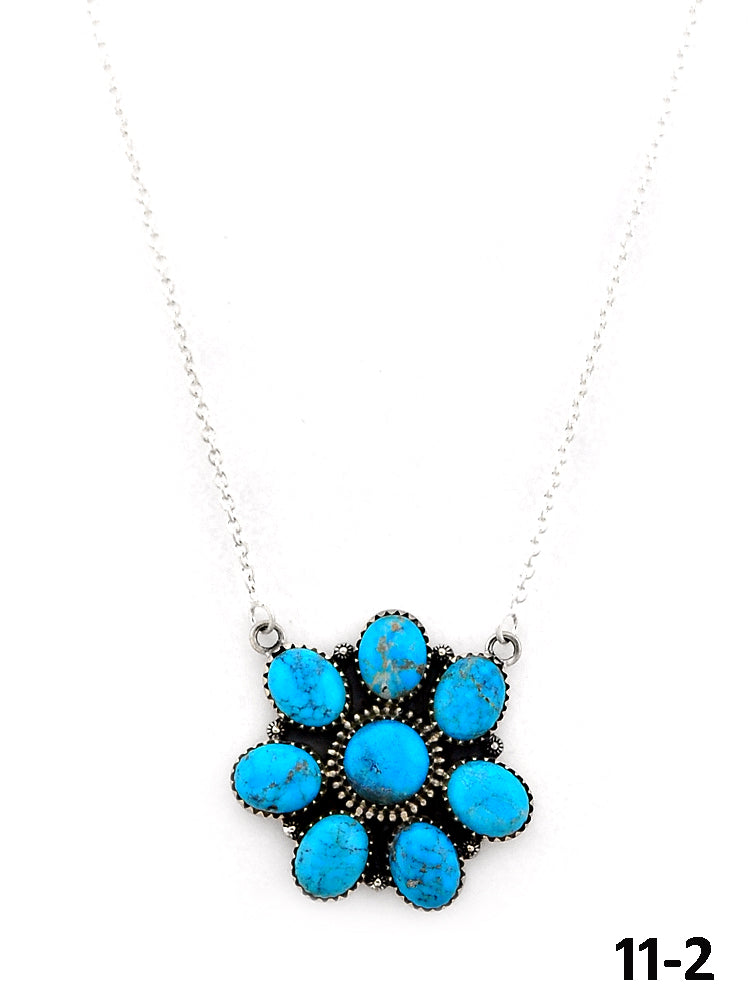 Southwest Made Blue Turquoise & Sterling Silver Necklace