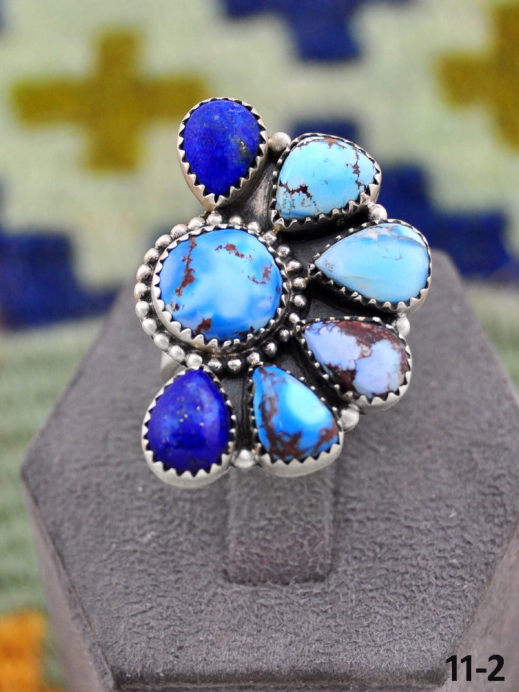Southwest Handmade Lapis with Golden Hills & Sterling Silver Ring