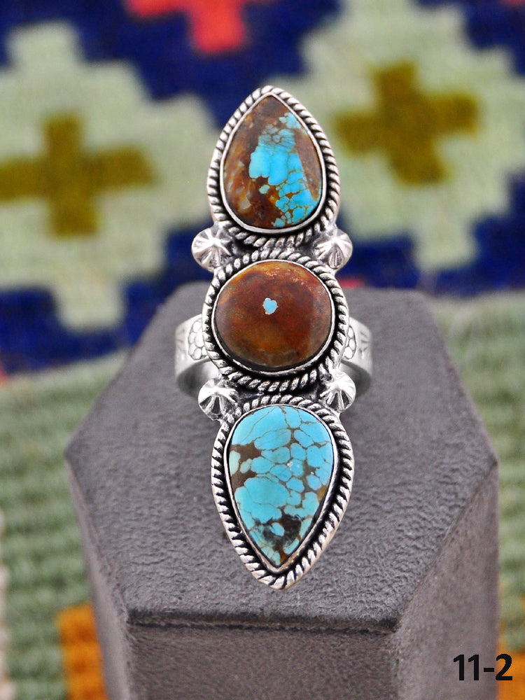 Southwest Handmade Number 8 Turquoise & Sterling Silver Ring