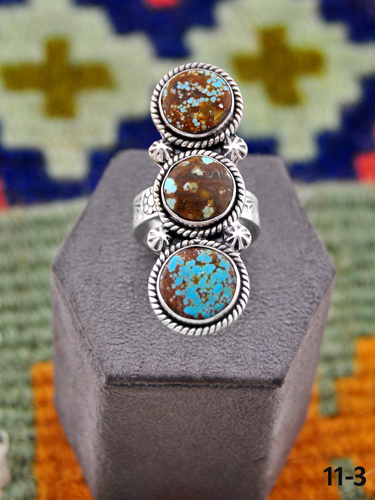 Southwest Handmade Number 8 Turquoise & Sterling Silver Ring