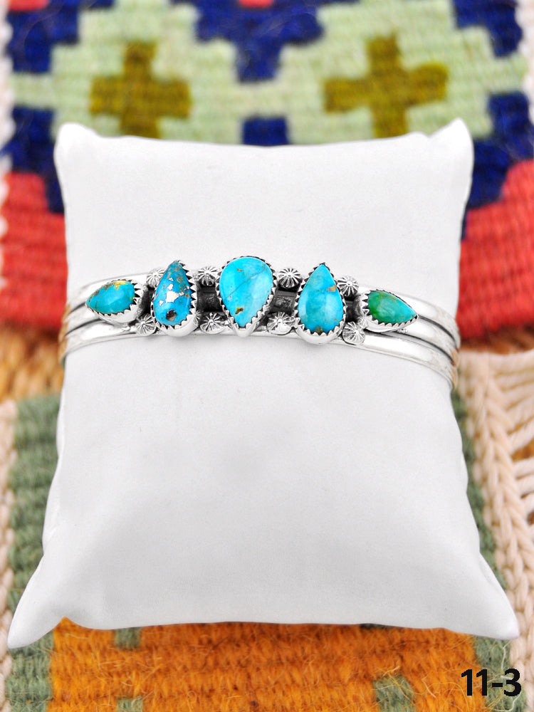 Southwest Handmade South Hill Turquoise & Sterling Silver Cuff Bracelet