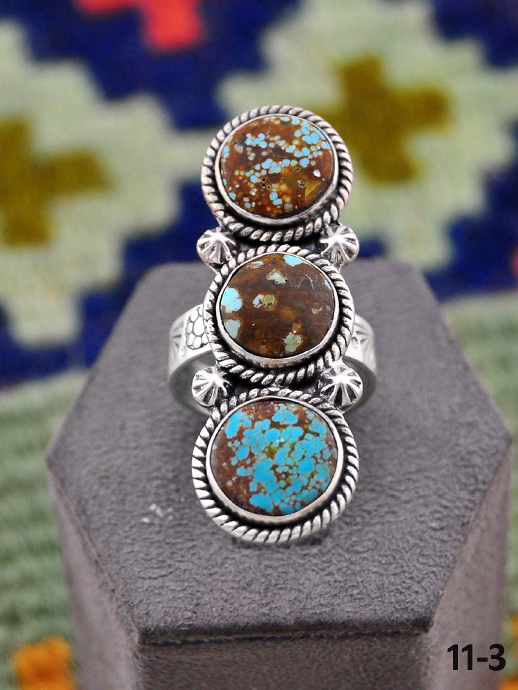 Southwest Handmade Number 8 Turquoise & Sterling Silver Ring