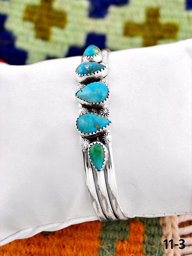 Southwest Handmade South Hill Turquoise & Sterling Silver Cuff Bracelet