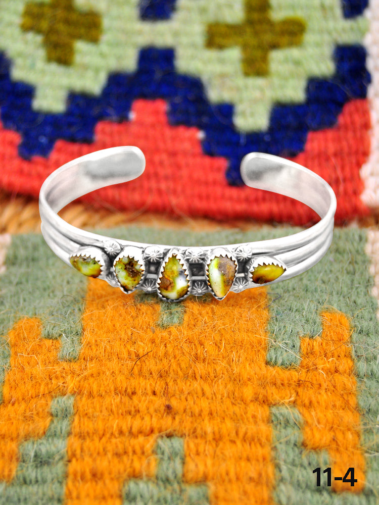 Southwest Handmade Palomino Turquoise & Sterling Silver Cuff Bracelet