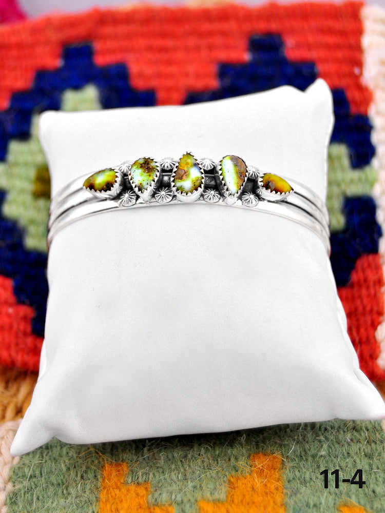 Southwest Handmade Palomino Turquoise & Sterling Silver Cuff Bracelet