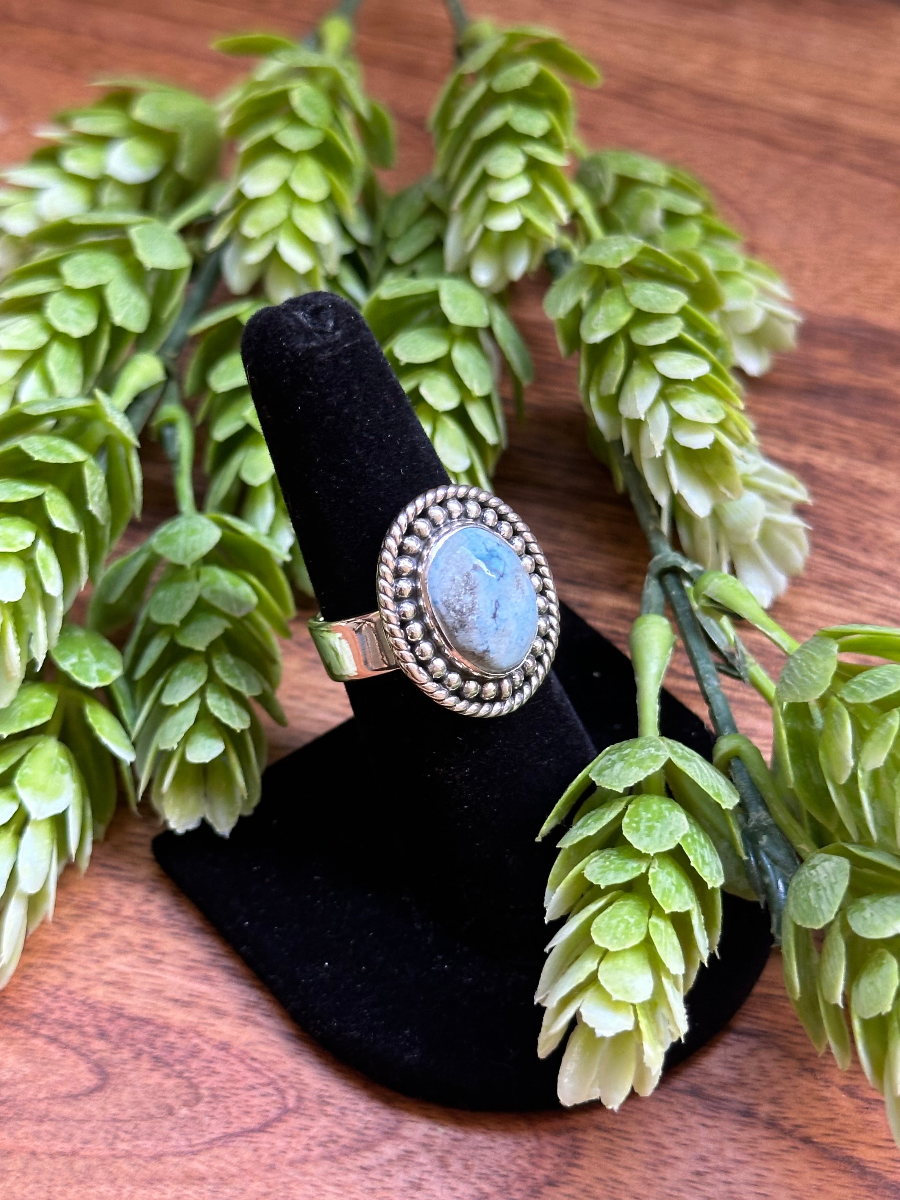 Southwest Handmade Golden Hills Turquoise & Sterling Silver Adjustable Ring