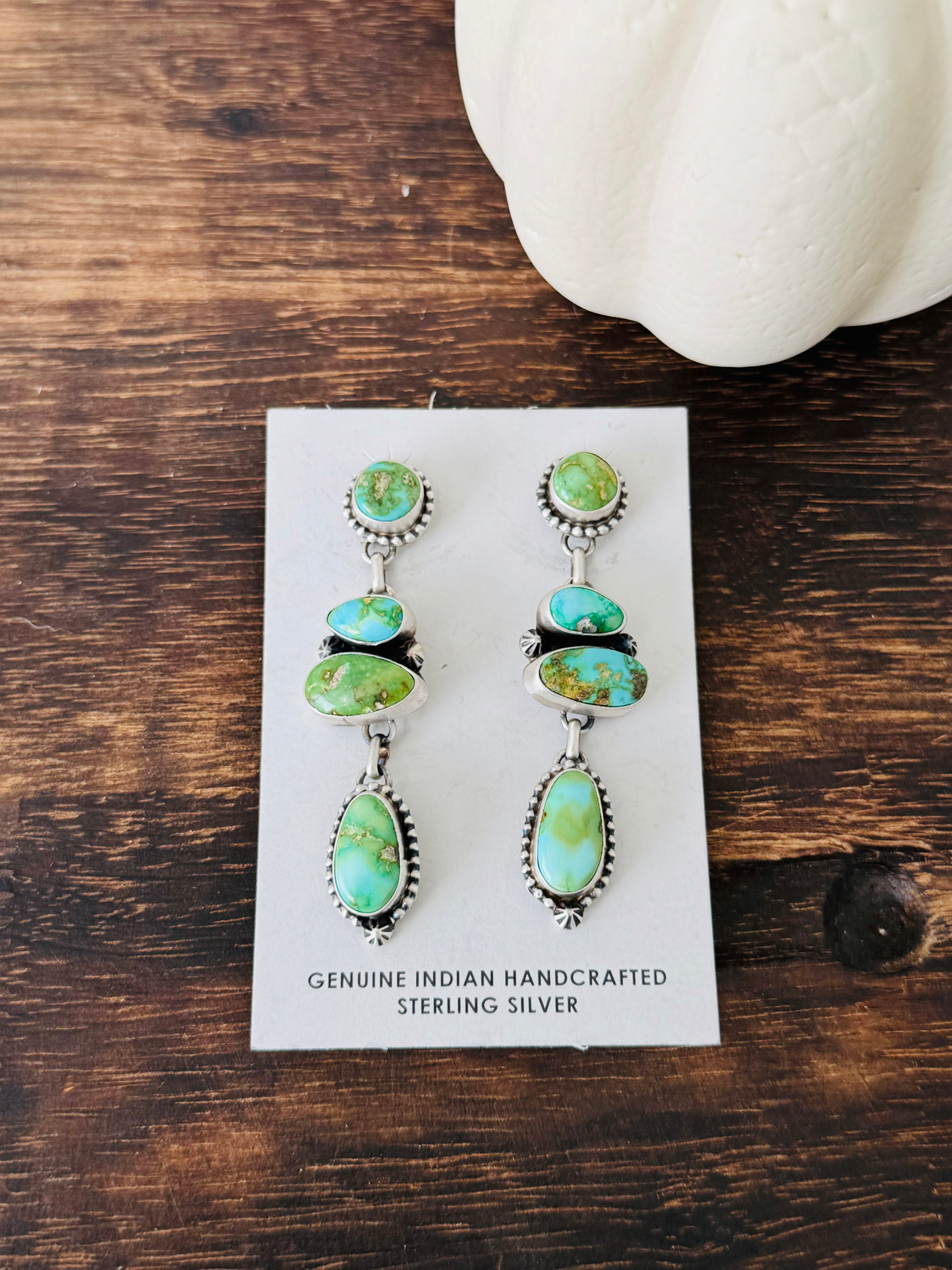 Lorenzo Juan Sonoran Mountain Turquoise & Sterling Silver Post Dangle Earrings