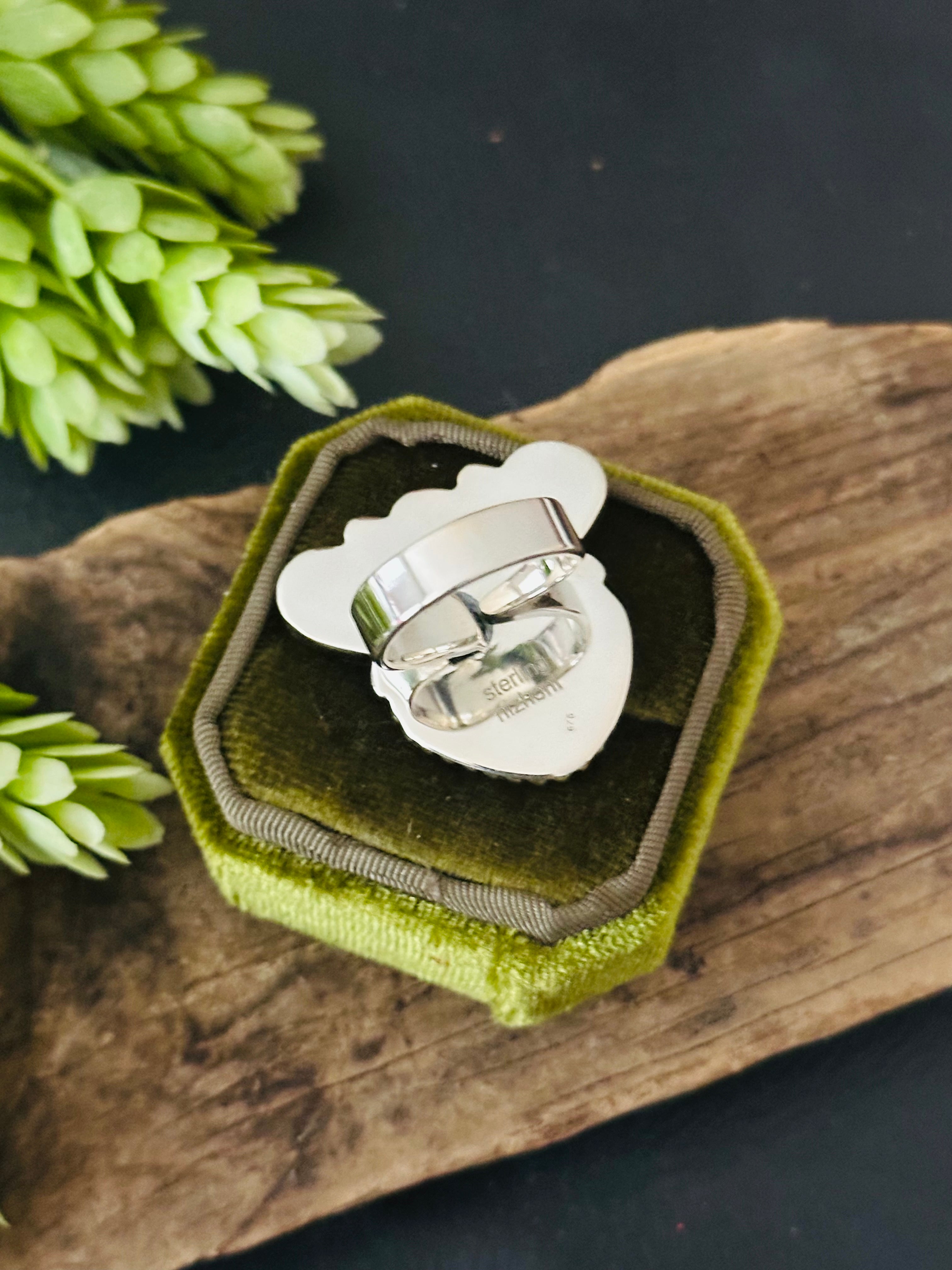 Southwest Handmade Palomino Variscite & Sterling Silver Adjustable Cluster Ring