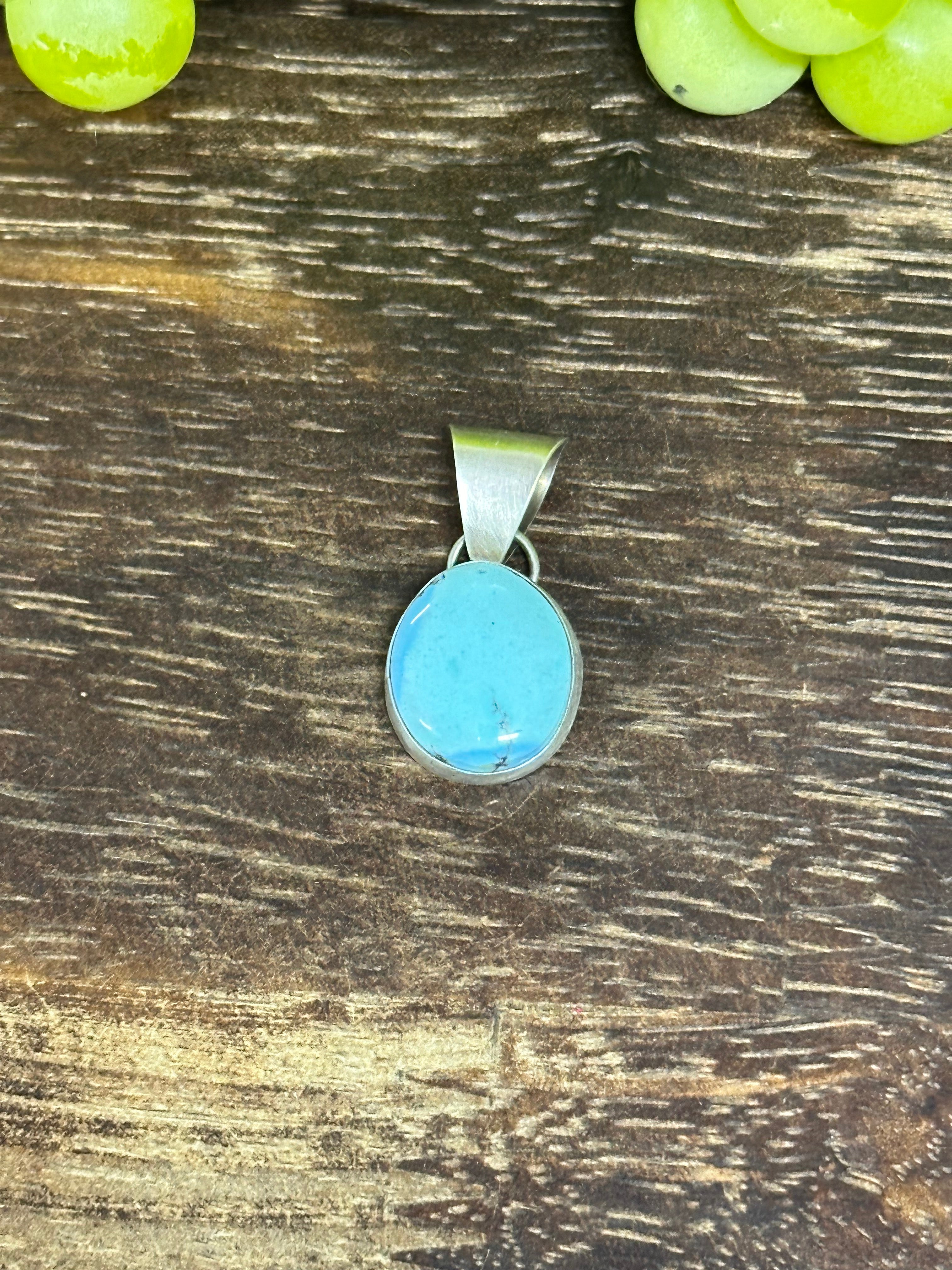 Navajo Made Golden Hills Turquoise & Sterling Silver Pendant