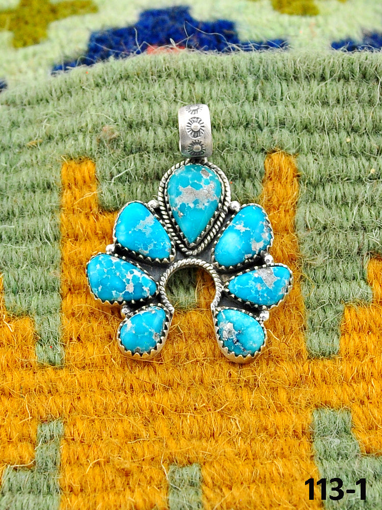 Southwest Handmade White Water Turquoise & Sterling Silver Pendant