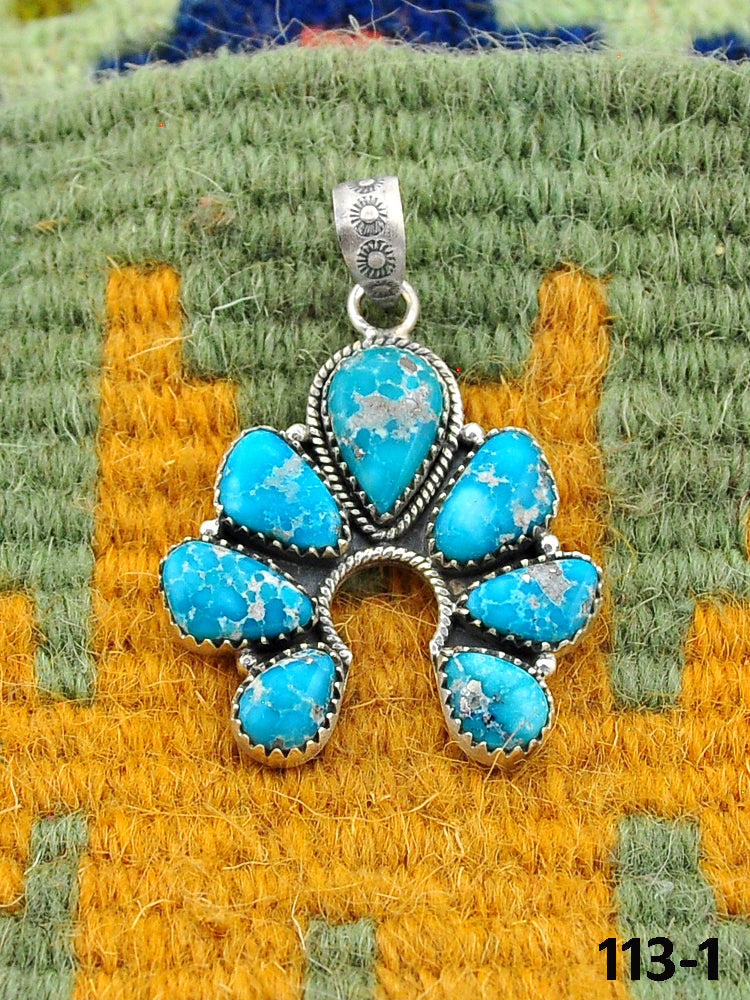 Southwest Handmade White Water Turquoise & Sterling Silver Pendant