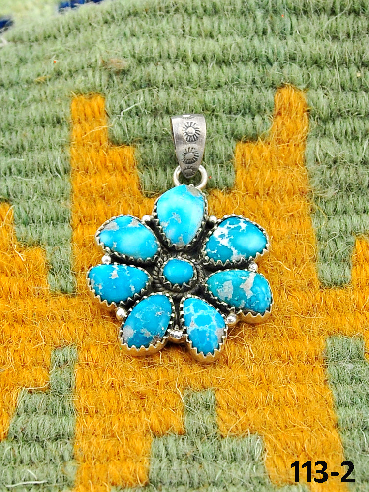 Southwest Handmade White Water Turquoise & Sterling Silver Pendant