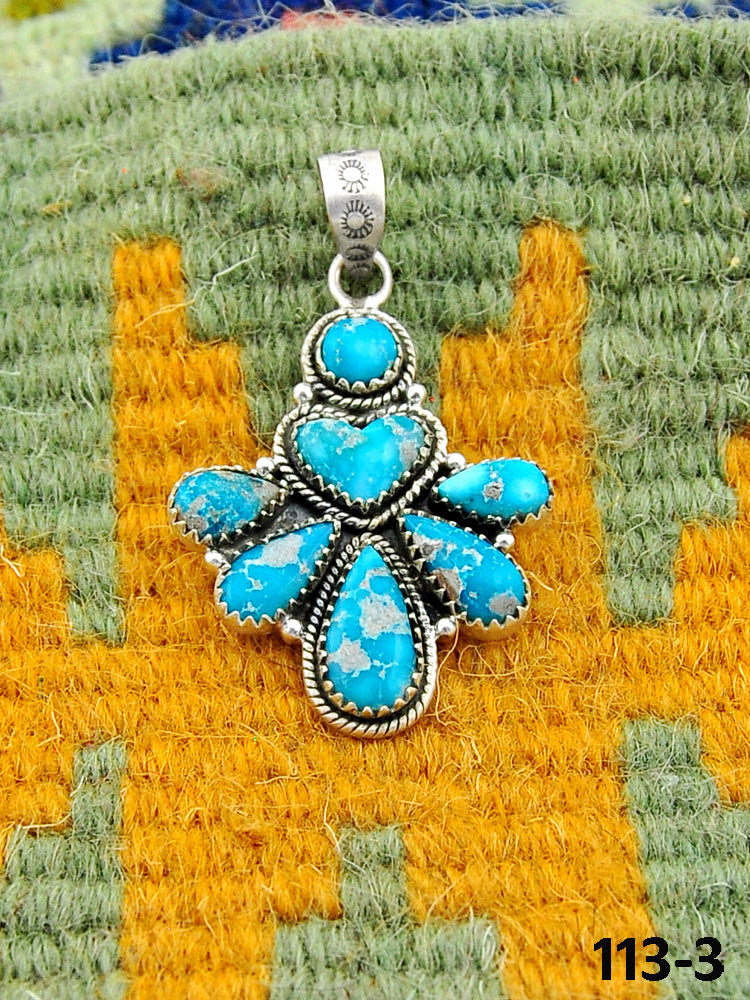 Southwest Handmade White Water Turquoise & Sterling Silver Pendant