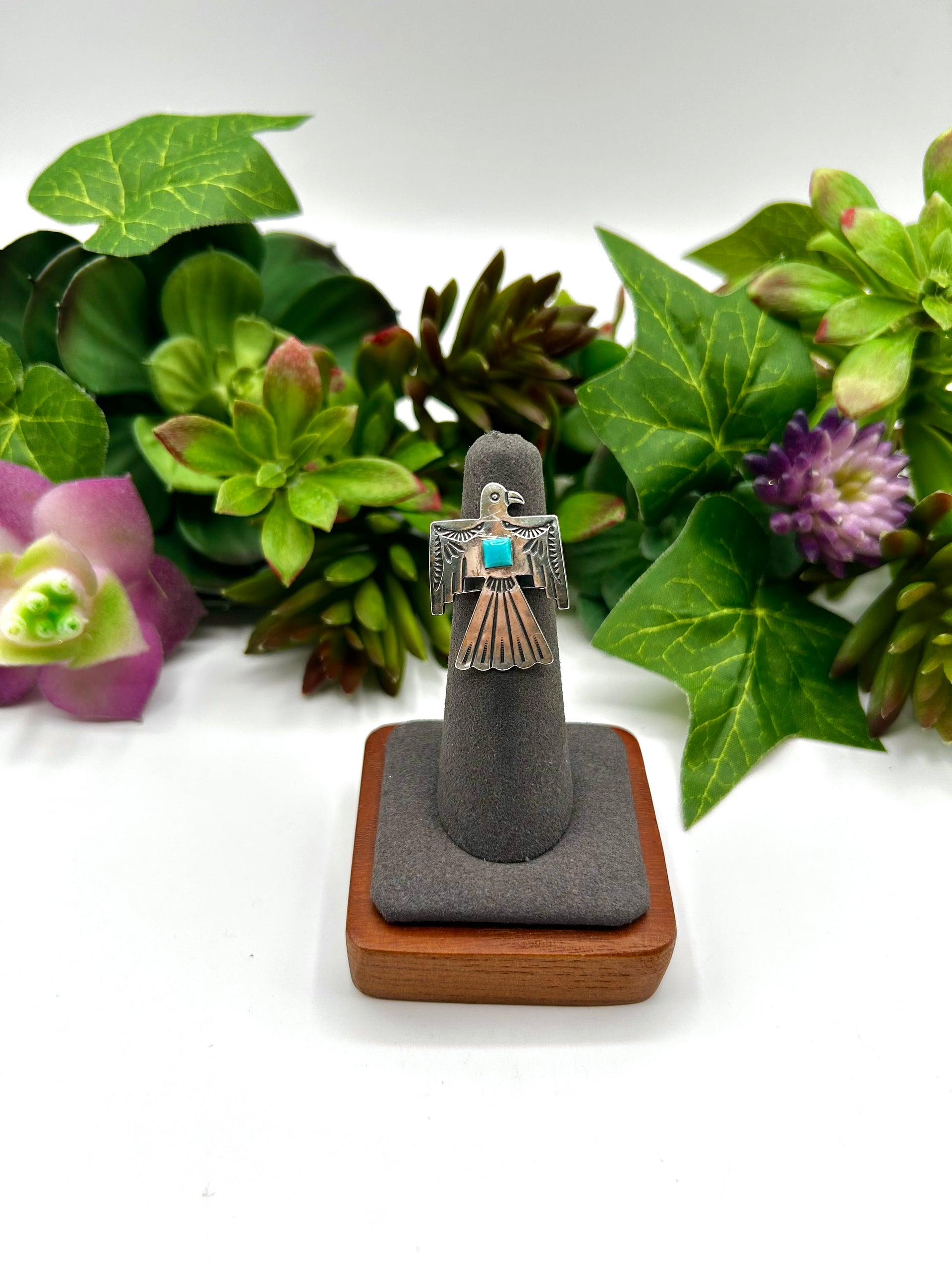 Navajo Made Kingman Turquoise & Sterling Silver Ring