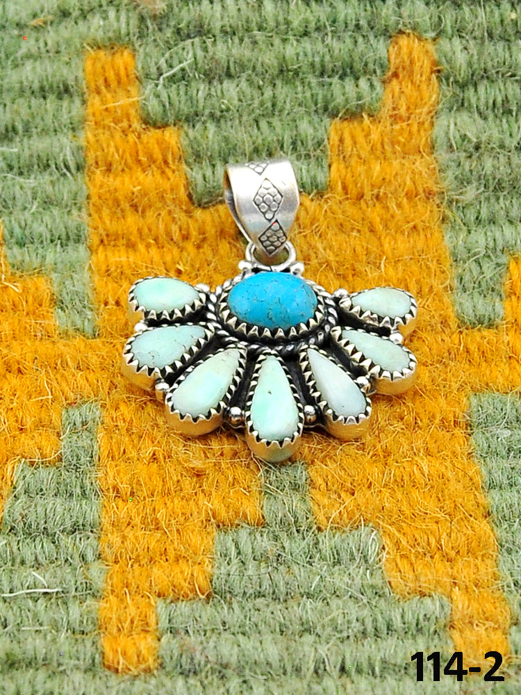 Southwest Handmade Paloma with Kingman Turquoise & Sterling Silver Pendant