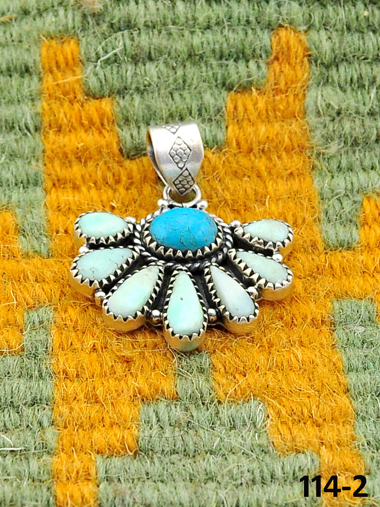 Southwest Handmade Paloma with Kingman Turquoise & Sterling Silver Pendant
