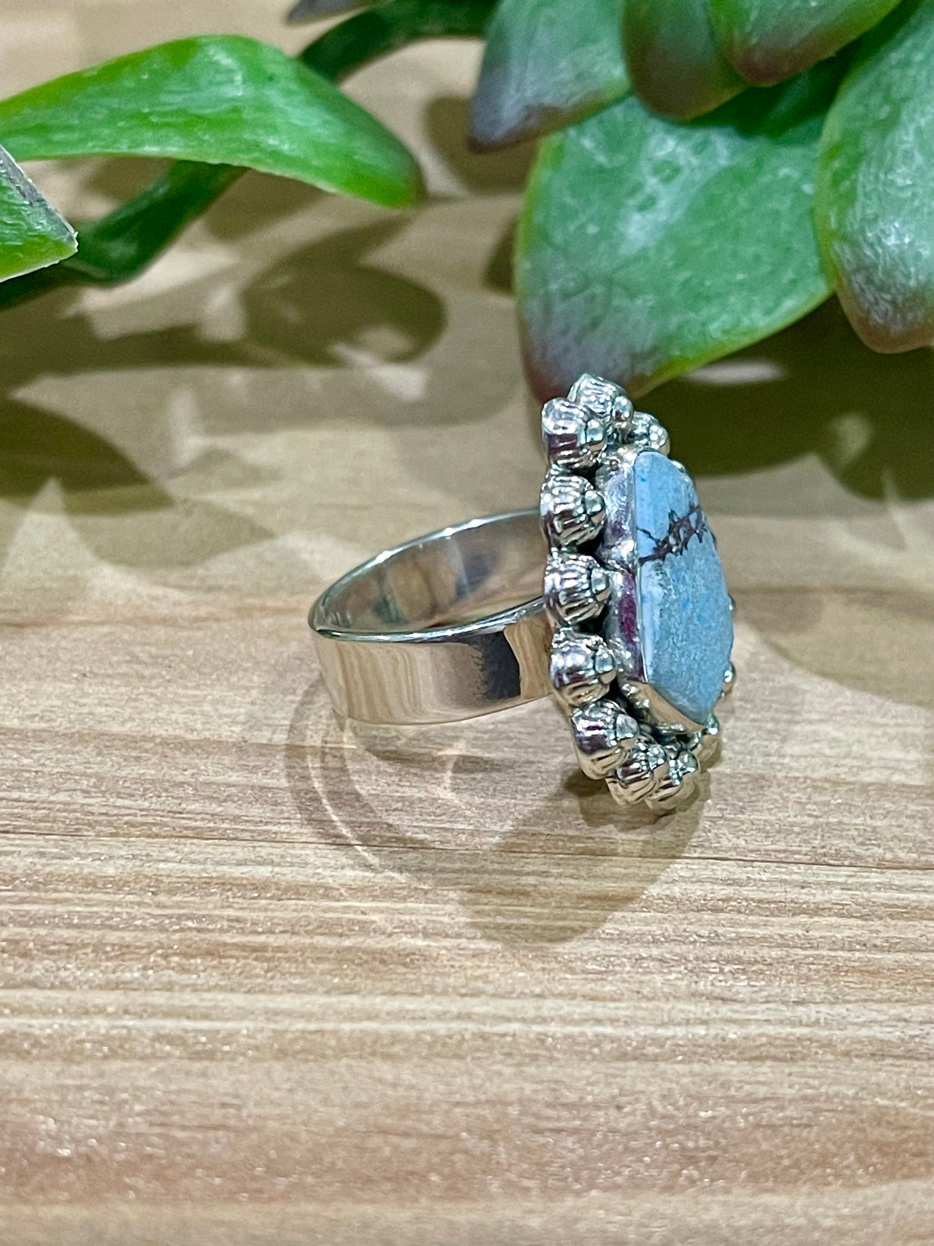 Southwest Handmade Golden Hills Turquoise & Sterling Silver Adjustable Ring