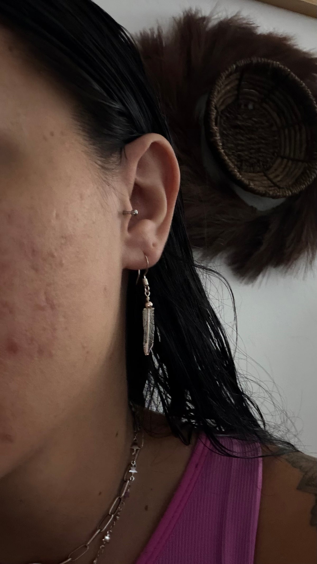 Navajo Made Sterling Silver Feather Dangle Earrings