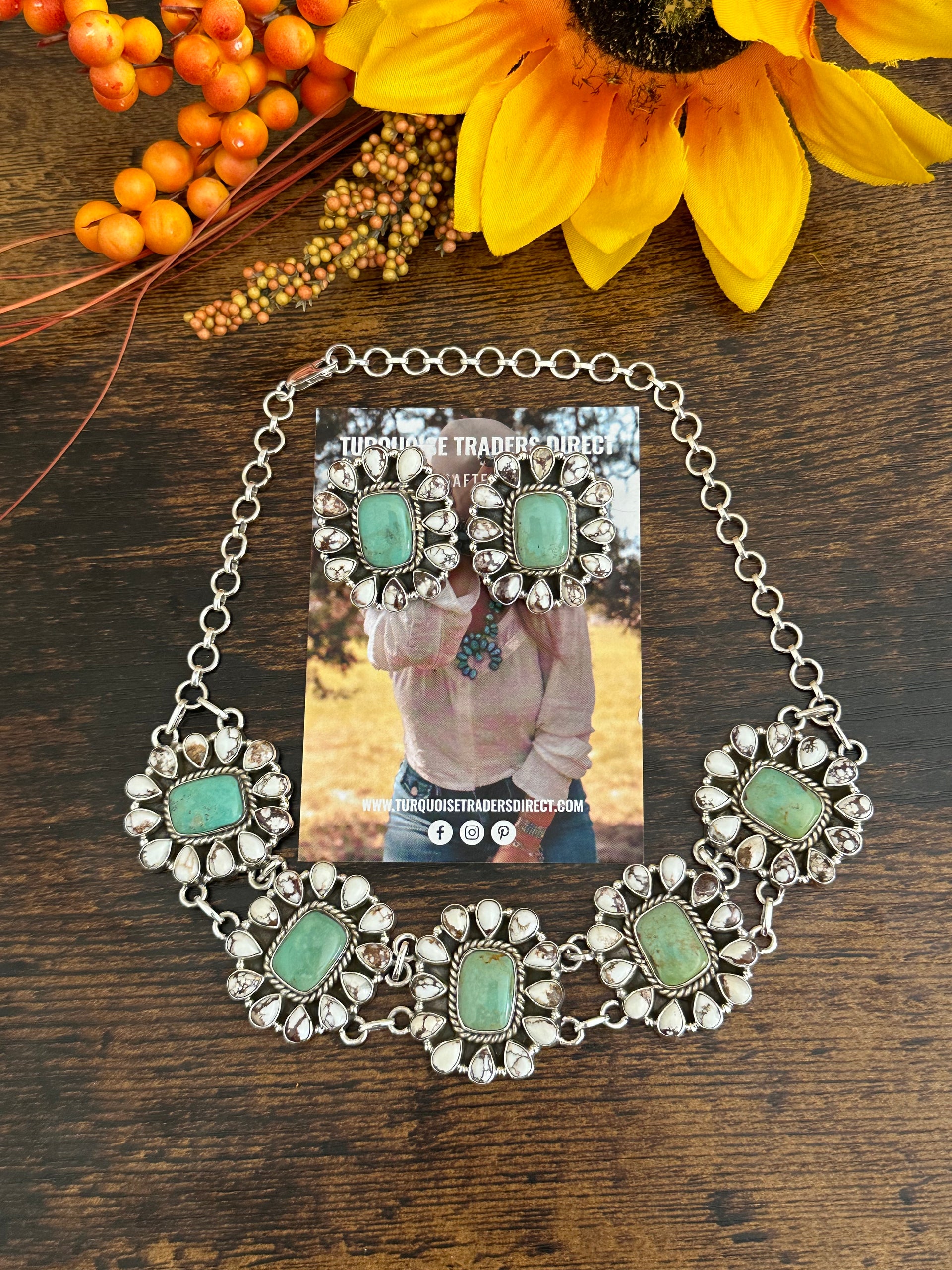 Southwest Made Multi Stone & Sterling Silver Chocker Necklace Set