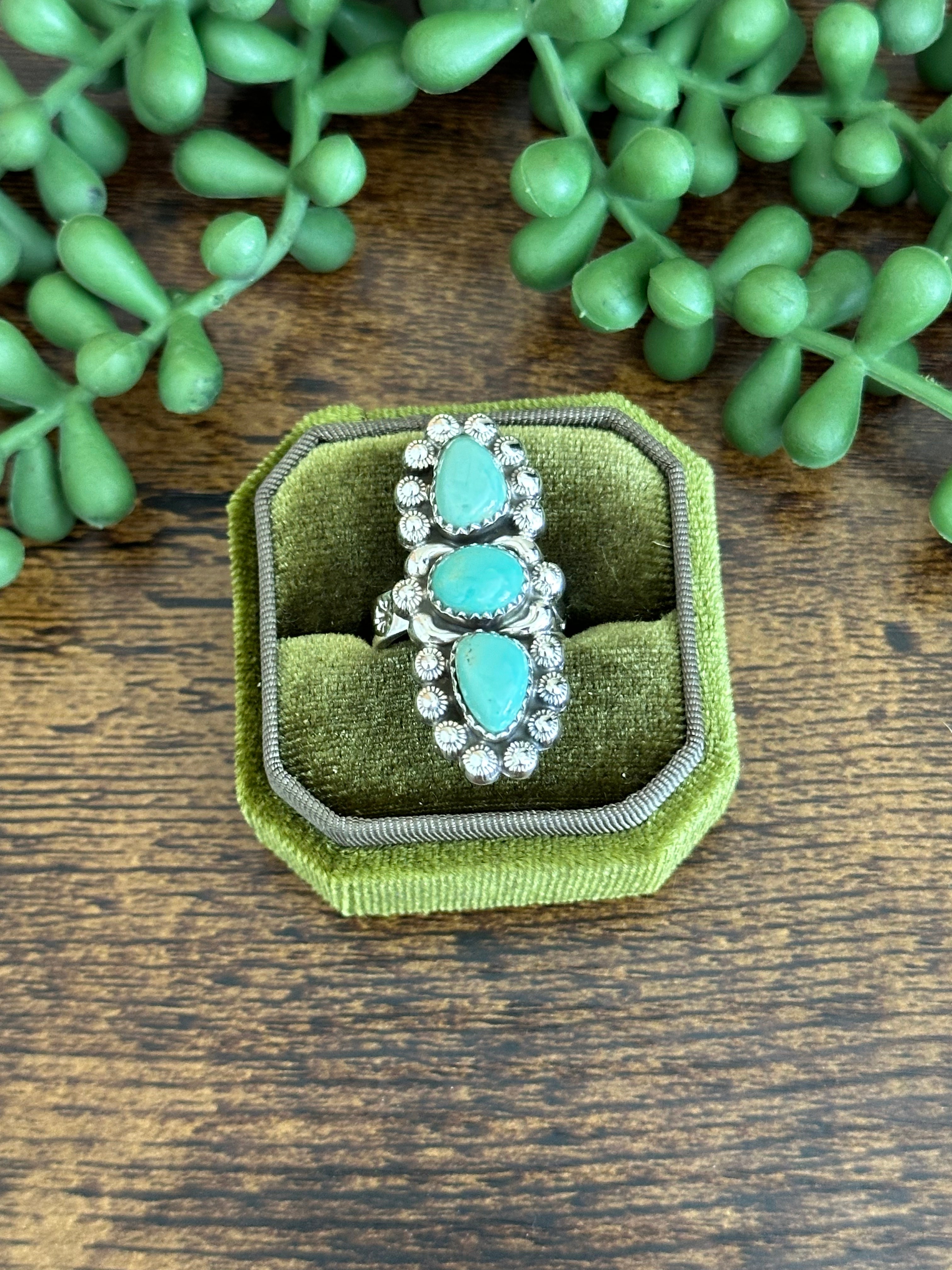 Southwest Handmade Kingman Turquoise & Sterling Silver Adjustable Ring