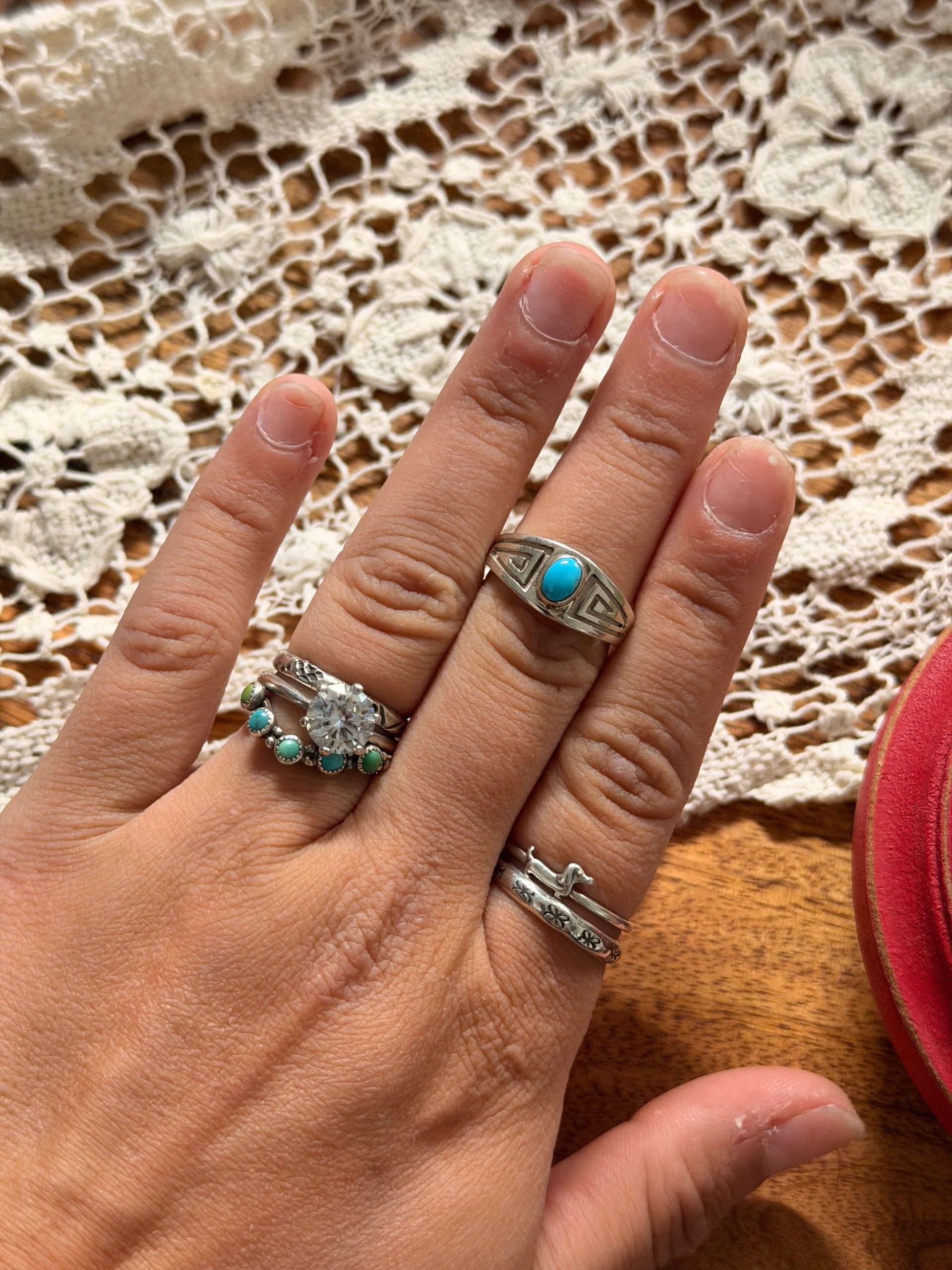 Navajo Made Kingman Turquoise & Sterling Silver Ring