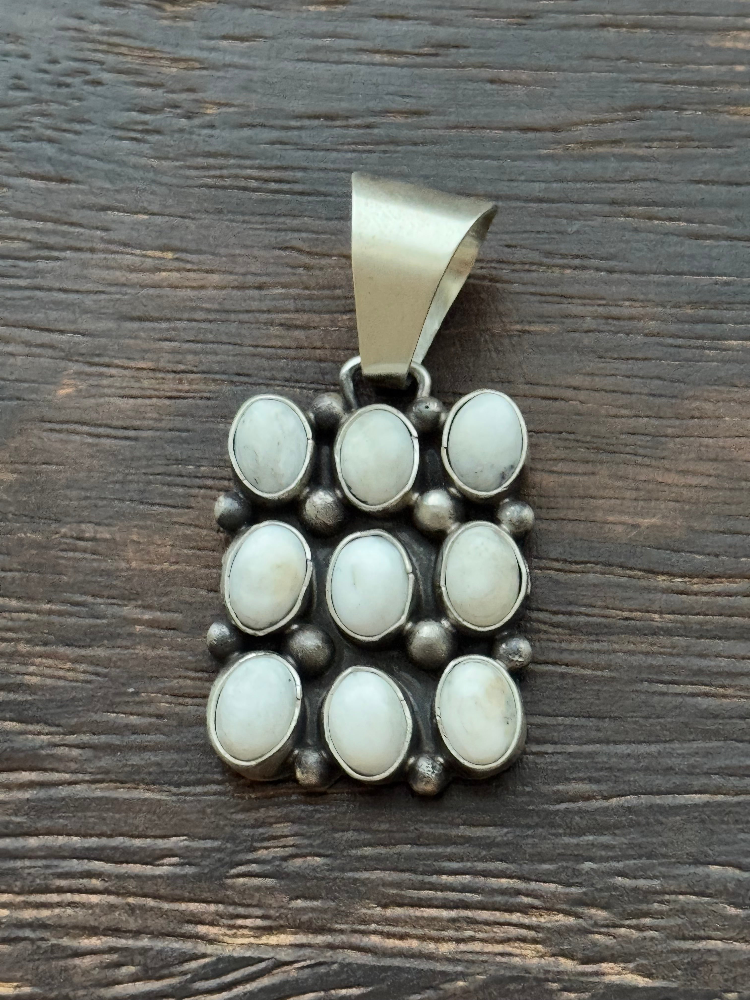 Navajo Made White Buffalo & Sterling Silver Pendant