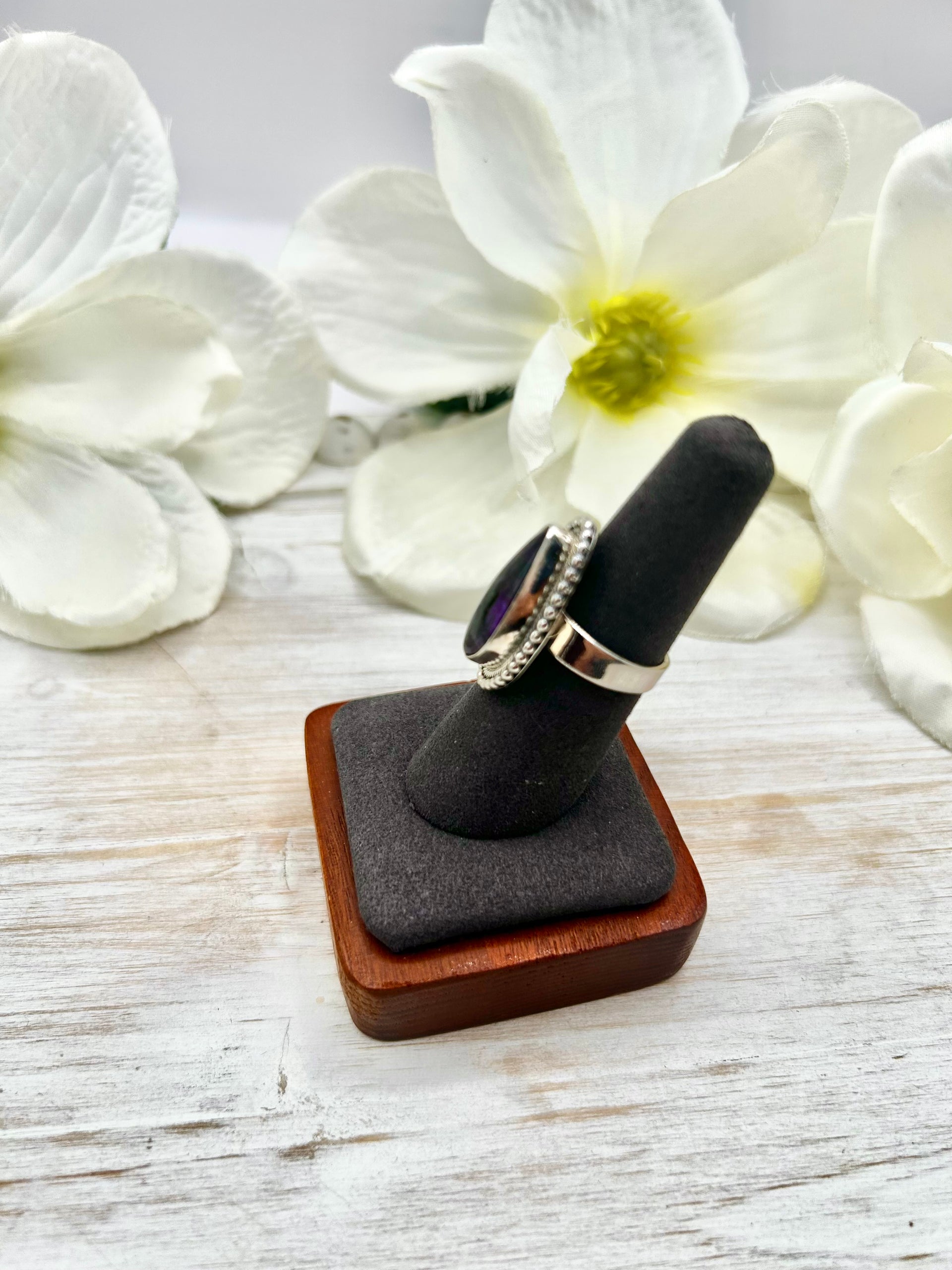Navajo Made Sugalite  & Sterling Silver Adjustable Ring