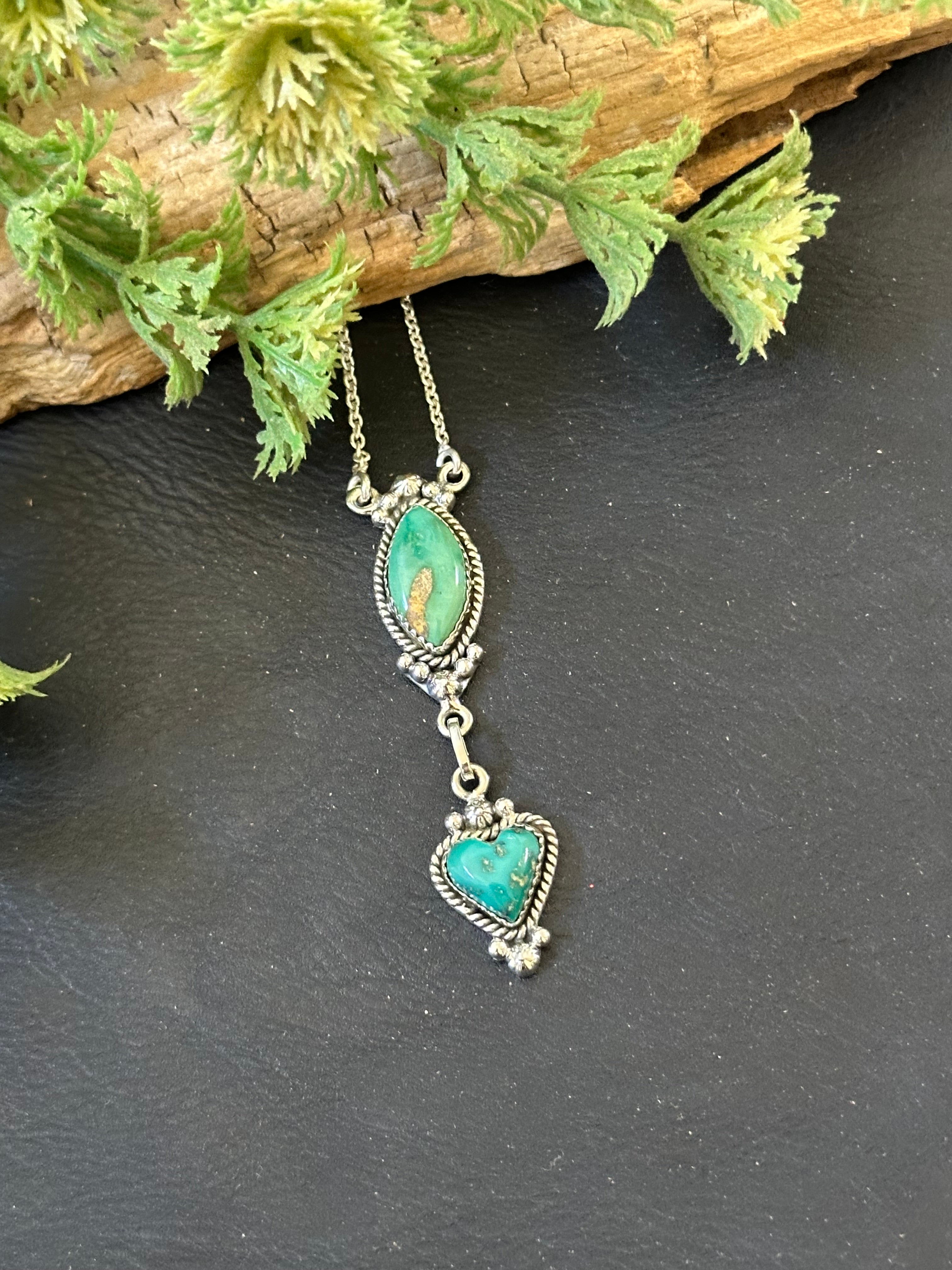 Southwest Handmade Emerald Valley Turquoise & Sterling Silver Necklace