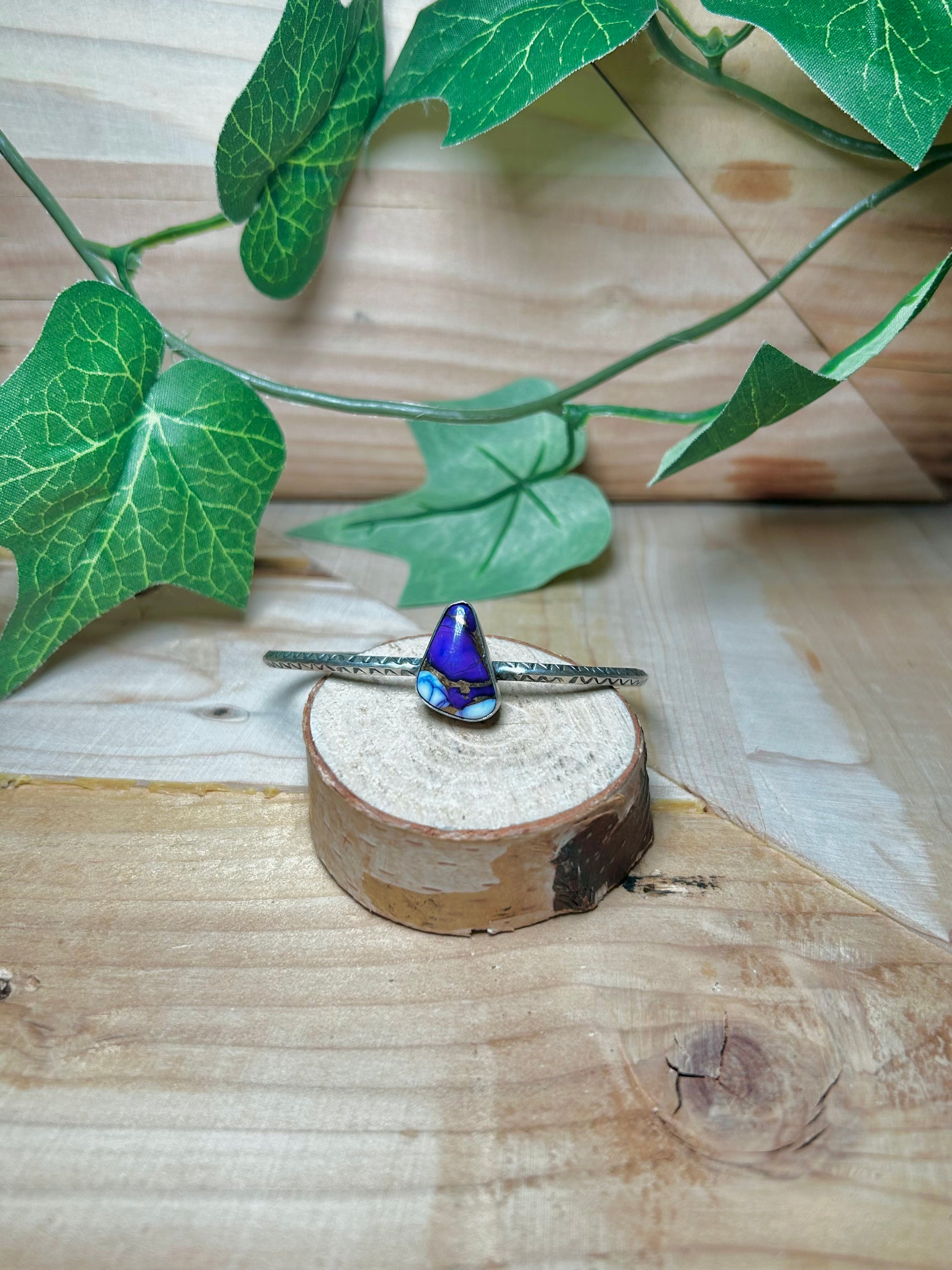 Navajo Made Purple Mohave Turquoise & Sterling Silver Cuff Bracelet