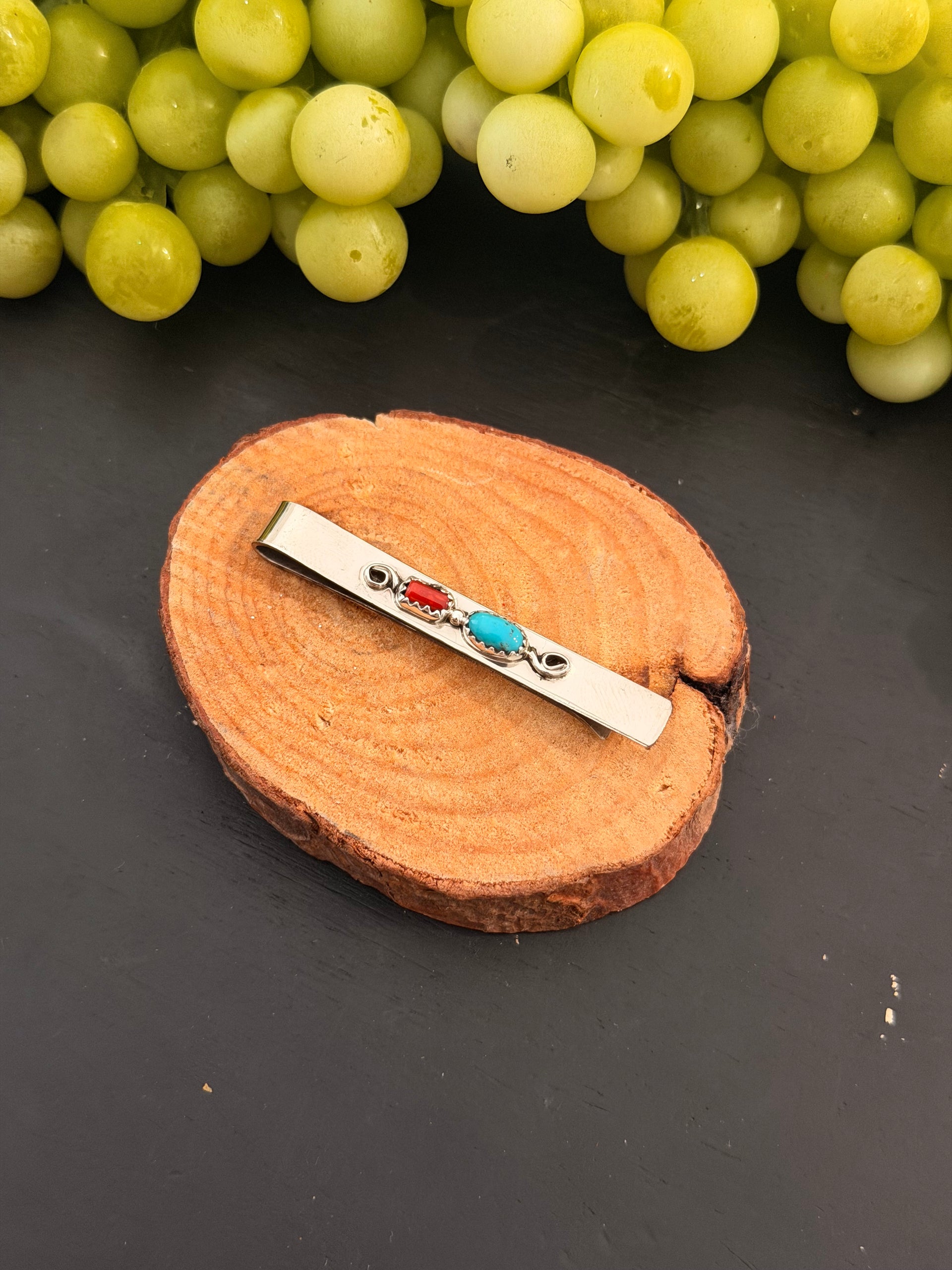 Navajo Made Multi Stone & Sterling Silver Money Clip