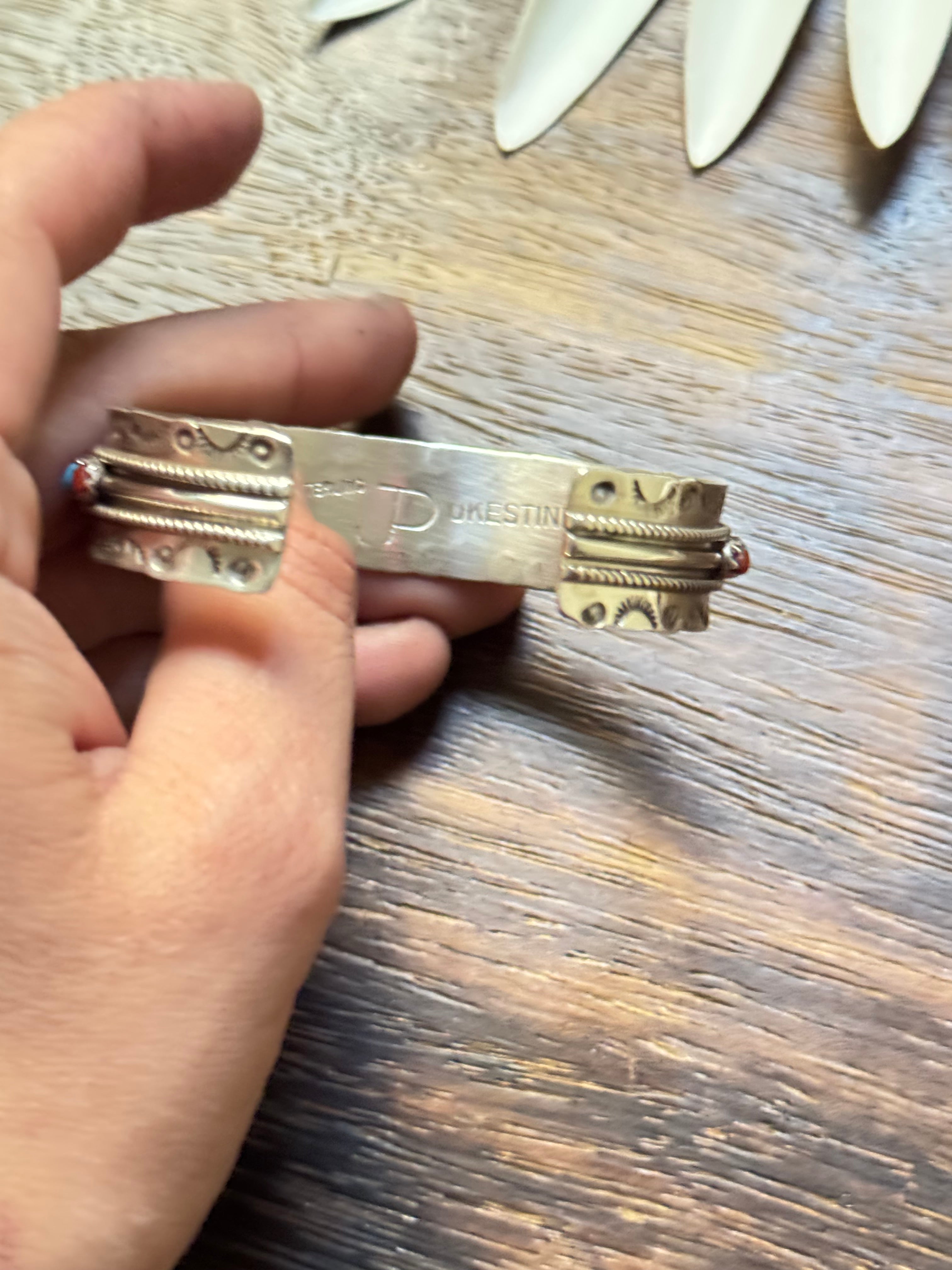 Zuni Made Multi Stone & Sterling Silver Cuff Bracelet