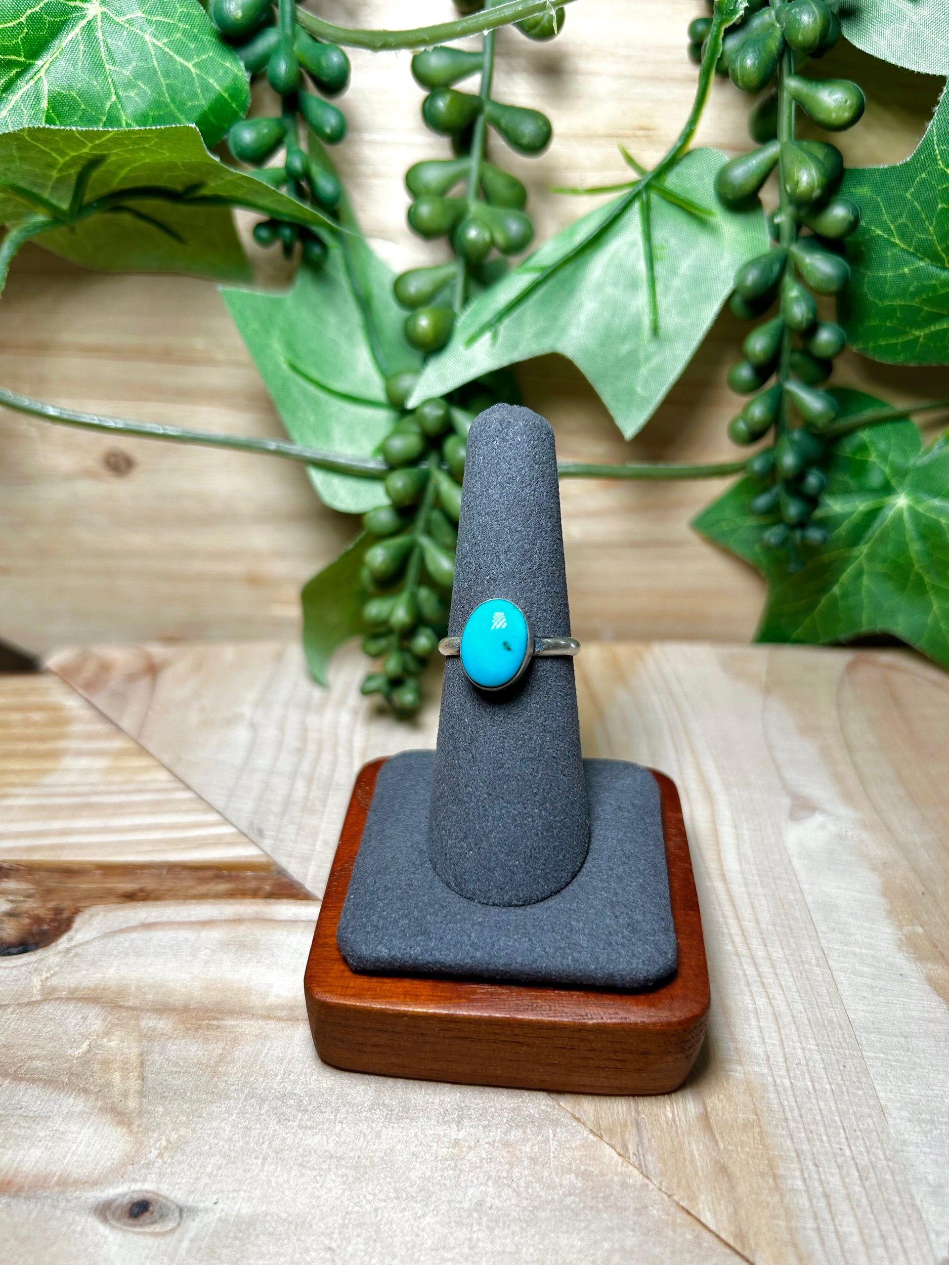 Navajo Made Kingman Turquoise & Sterling Silver Ring Size 7