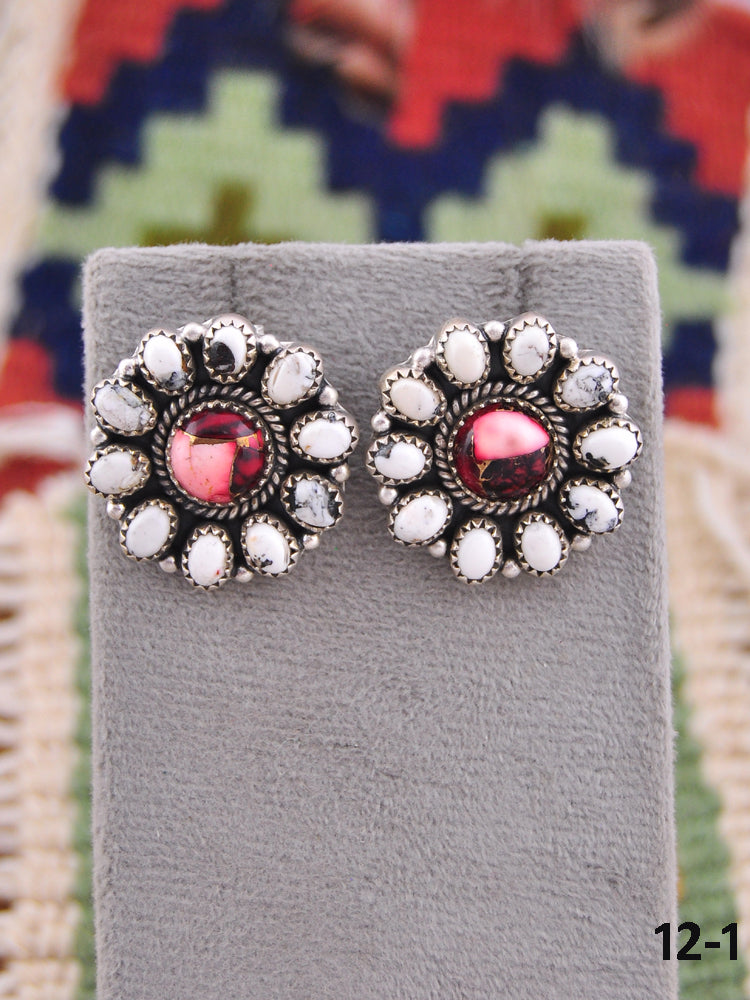 Southwest Made Multi Stone & Sterling Silver Post Earrings