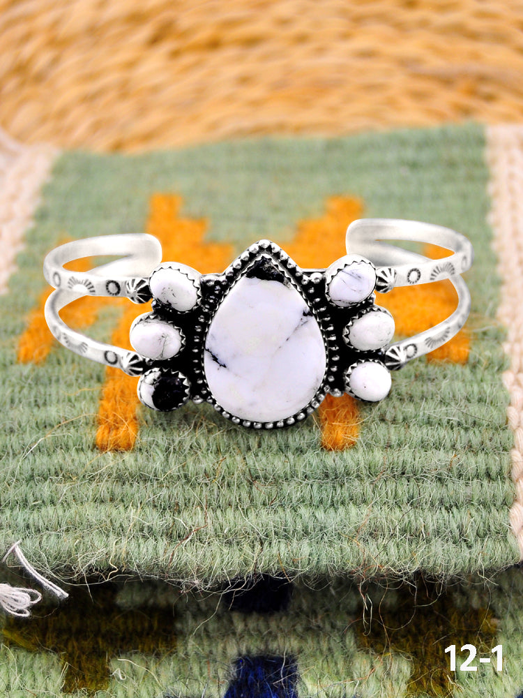 Southwest Handmade White Buffalo & Sterling Silver Cuff Bracelet
