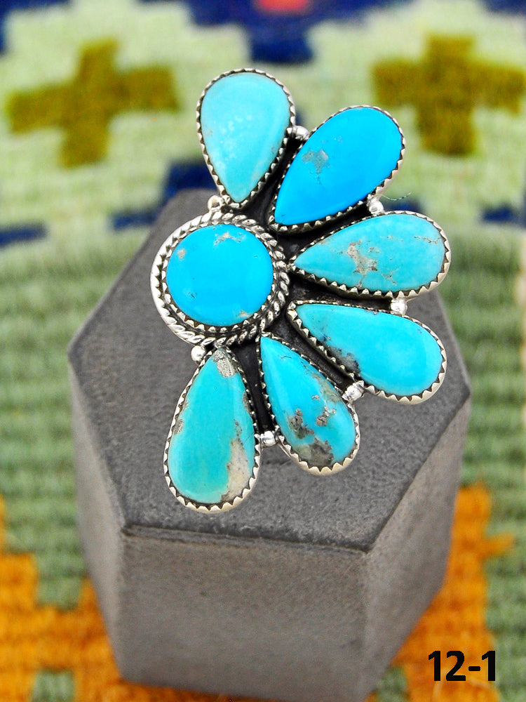 Southwest Made Campitos Turquoise & Sterling Silver Adjustable Ring