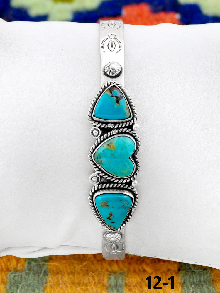 Southwest Handmade No. 8 Turquoise  & Sterling Silver Cuff Bracelet
