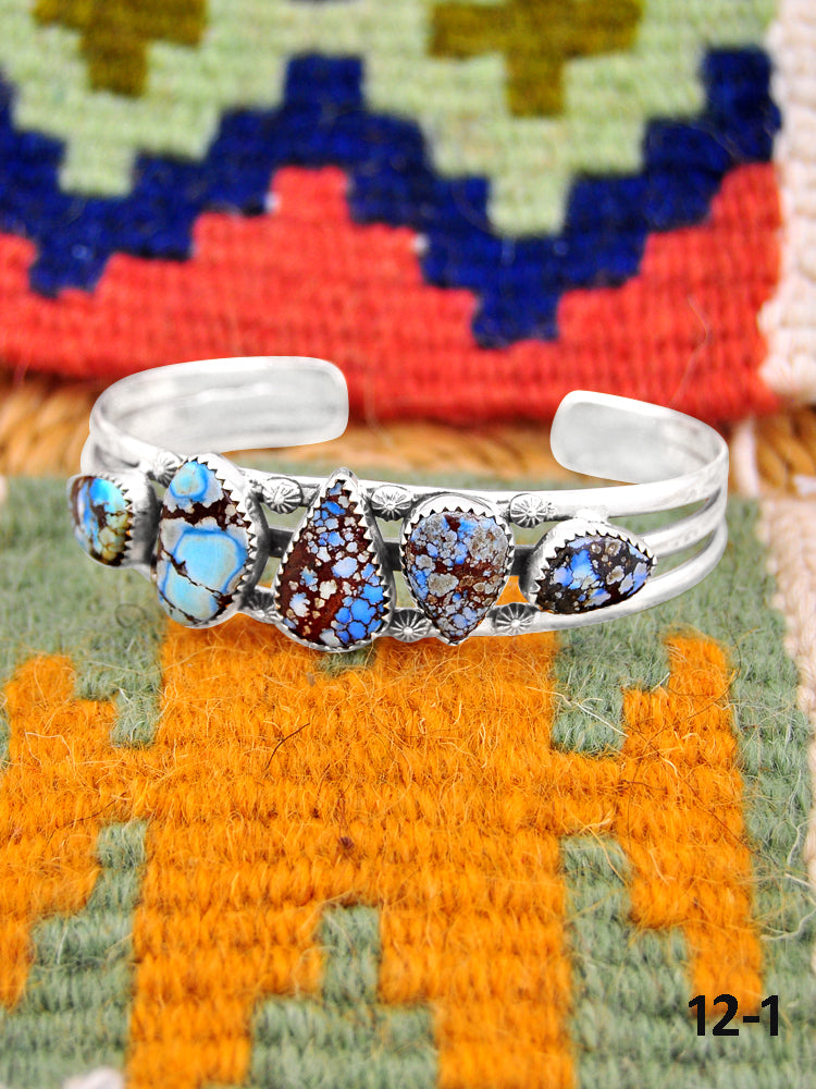 Southwest Handmade Golden Hills Turquoise & Sterling Silver Cuff Bracelet