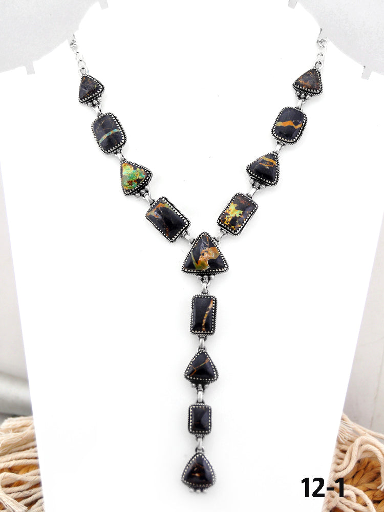 Southwest Handmade Black Jack & Sterling Silver Necklace
