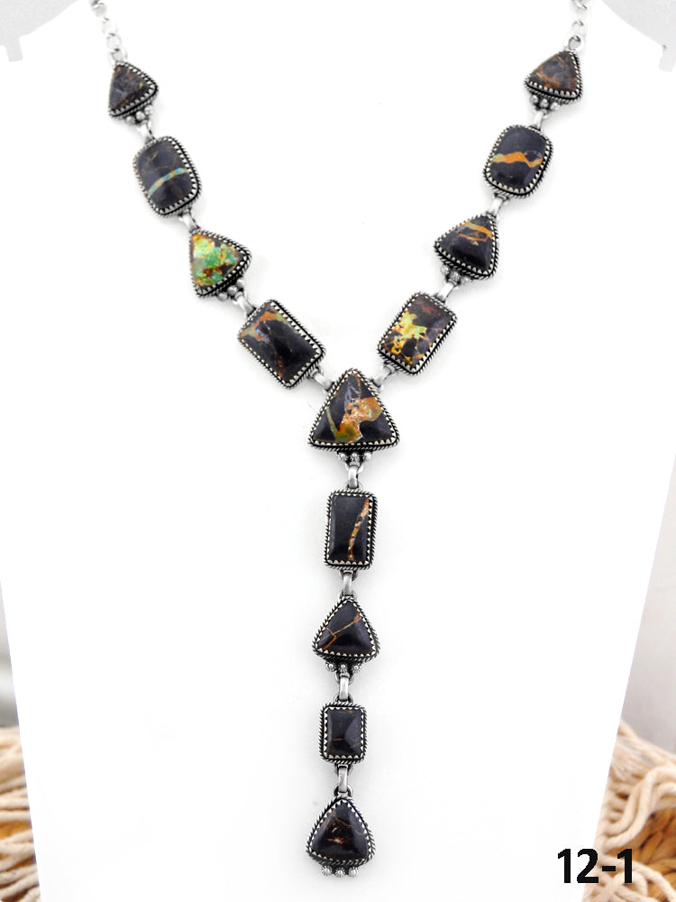 Southwest Handmade Black Jack & Sterling Silver Necklace