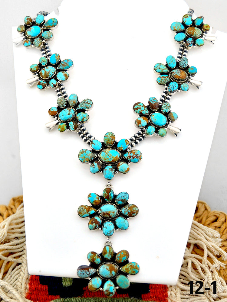 Southwest Handmade #8 Turquoise & Sterling Silver Necklace